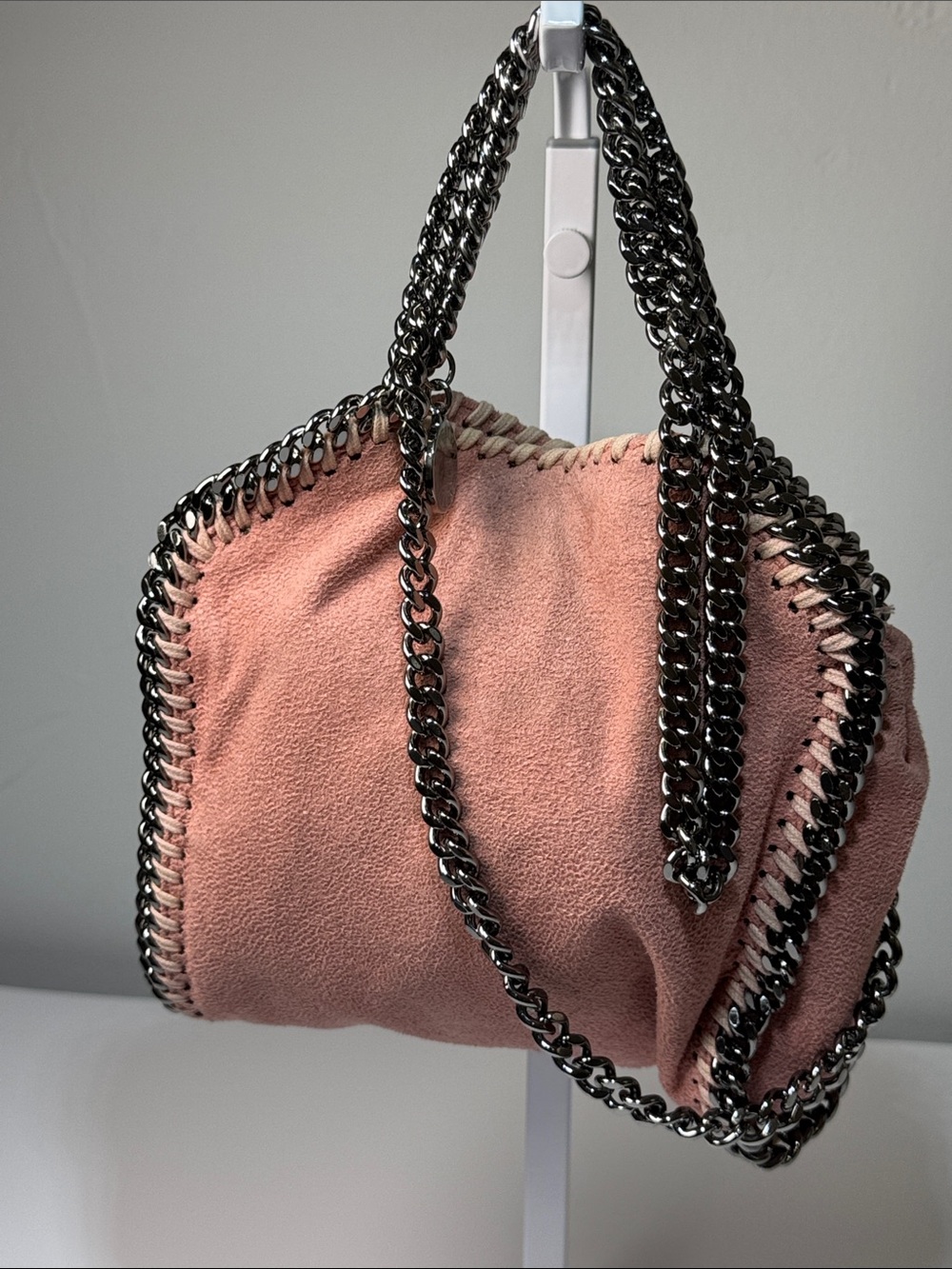 Stella McCartney Dusky Pink Mini Falabella Chain-Trim Shoulder Bag